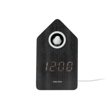 Karlsson Cuckoo LED vækkeur sort træ 15,3 cm