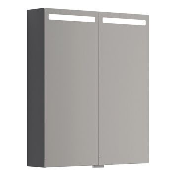 Scanbad spejlskab Top m/lys 2 låger inkl. elstik 70,4x60 cm - flere farver  