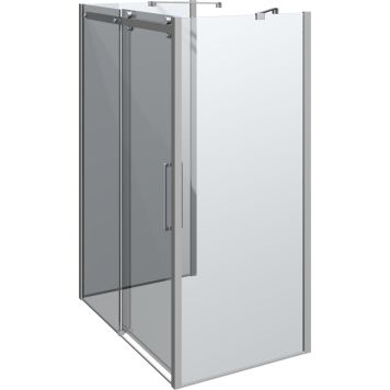 Scanbad 2xbrusevæg m/skydedør XXL Deluxe satin/klar – flere størrelser