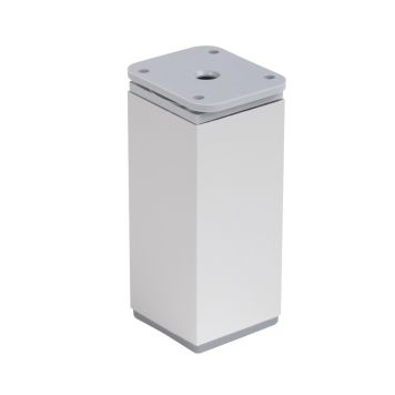 Walteco møbelben 40x40 mm justerbar plastik sølv/hvid - flere højder