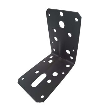 Jasa vinkelbeslag m/rib sort galv. stål - flere størrelser