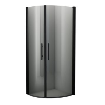 Camargue Skärgård brusehjørne buet røget glas/sort profil - flere størrelser