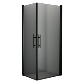 Camargue Skärgård brusehjørne lige røget glas/sort profil - flere størrelser