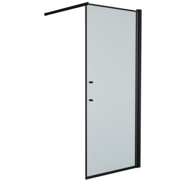 Camargue Skärgård brusevæg mat glas/sort profil H198 cm - flere bredder
