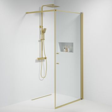 Camargue Skärgård brusevæg klart glas/messing profil H198 cm - flere bredder