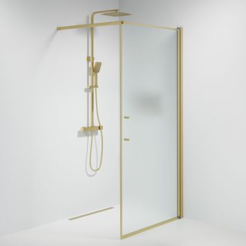 Camargue Skärgård brusevæg mat glas/messing profil H198 cm - flere bredder