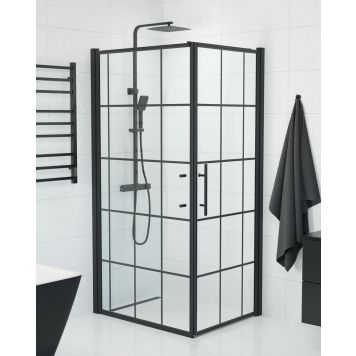 Camargue Skärgård brusevæg m/dør Frame sort/klar - flere størrelser