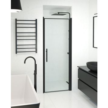 Camargue Skärgård brusedør klart glas/sort profil H198 cm - flere bredder