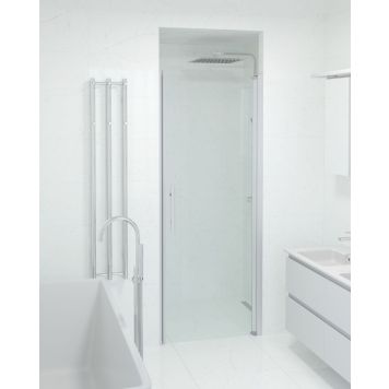 Camargue Skärgård brusedør klart glas/satin profil H198 cm - flere bredder