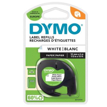 DYMO LetraTag papirtape hvid 12mm