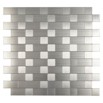 Mosaik Steel Brick selvklæbende lys stål 30,5x30,5 cm