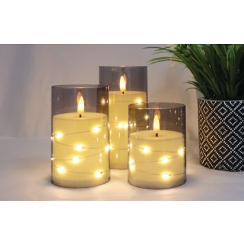 Veli Line LED stearinlys m/lyskæde 3 stk.