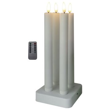 Veli Line LED kronelys hvid inkl. oplader 4 stk.