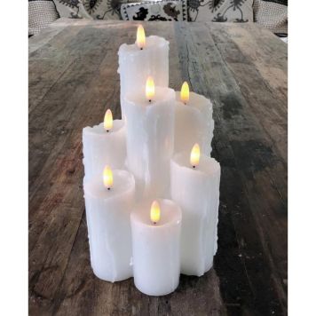 Veli Line 3D LED vokslys rustik 7-sæt H11-30 cm