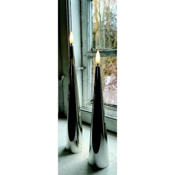 Veli Line stagelys 2-pak sØlv 5x22+26 cm