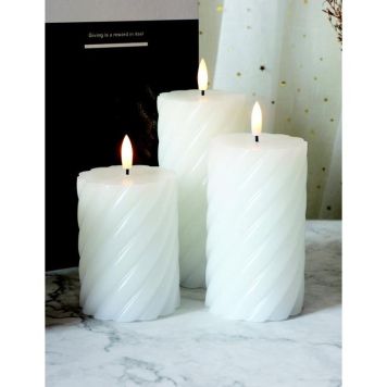Veli Line LED-vokslys curly 3-pak hvid H7,5-10-12cm