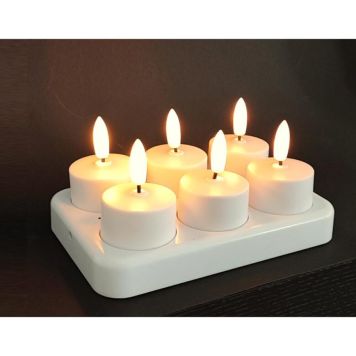 Veli Line fyrfadslys 6 stk genopladelig 3D flamme