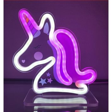 Neon skilt UNICORN 24X13cm USB 