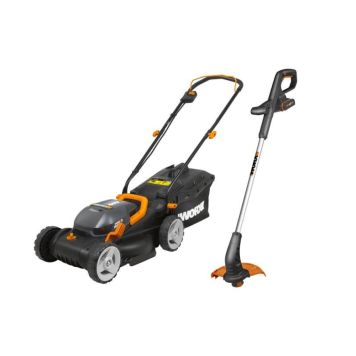 Worx akku plæneklipper WG779E 2x20V og Worx akku græstrimmer WG157E.9 20V inkl. batterier og lader