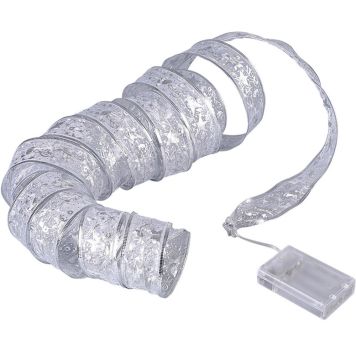 Y-Connection julebånd med lys nylon sølv 5 m