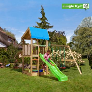 Jungle Gym legetårn Home m/gyngemodul trykimprægneret træ grøn 332x296x286 cm