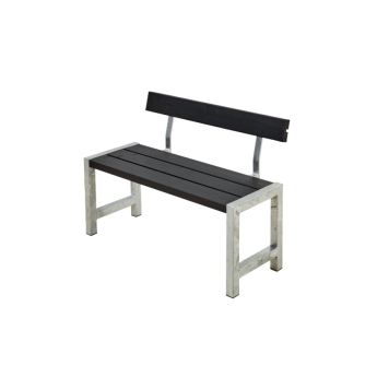 Plus cafébænk sort m/ryglæn 127 x 38 x 81 cm