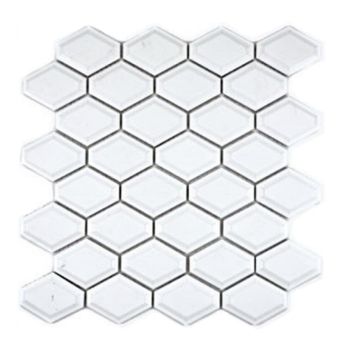 Mosaik Metro Diamond porcelæn hvid blank 25,2 x 26,5 cm