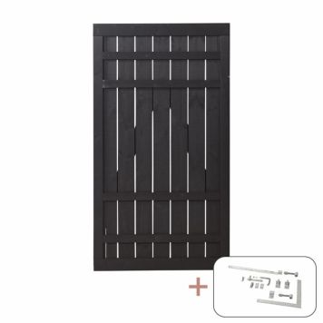 Plus enkeltlåge Rustik sort 180x100 cm inkl. beslag