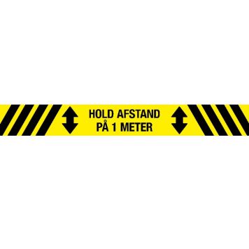 Hold afstand gulvsticker 100x800 mm sort/gul