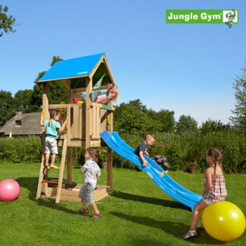 Jungle Gym legetårn Castle trykimprægneret træ blå 290x146x298 cm