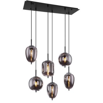 Globo pendel Blacky sort/røg 6xE14 40W L80 cm