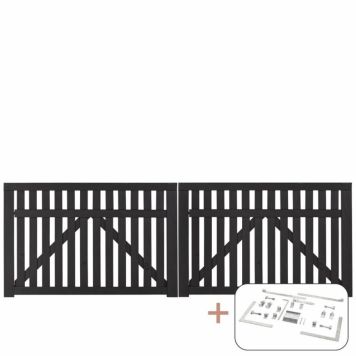 Plus dobbeltlåge Country sort 98x300 cm inkl. beslag