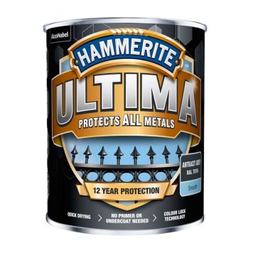 Hammerite Ultima metalmaling helblank glat grå 0,75 L