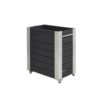 Plus blomsterkasse med hjul sort 87x50x95 cm