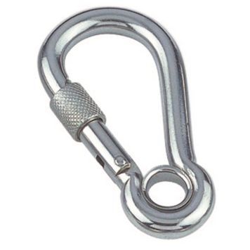 Marinetech karabinhage m/skruesikring og øje rustfri 80mm