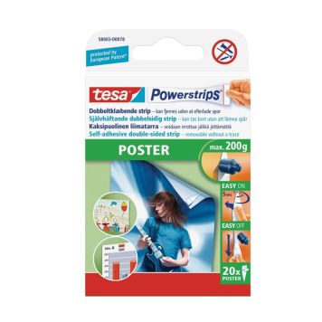 Tesa dobbeltklæbende monteringstape Powerstrips Poster 20 stk.