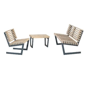 Plus Siesta møbelsæt m/lille bord grundmalet