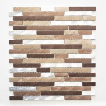 Mosaik Interlock alu/kobber mix brun 29,8x33,8 cm