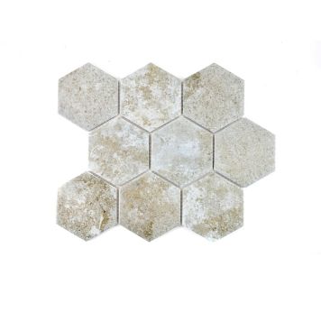 Mosaik Hexagon porcelæn grå mat 25,6 x 29,5 cm