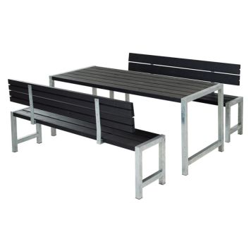 Plus plankemøbelsæt sort med 2 ryglæn