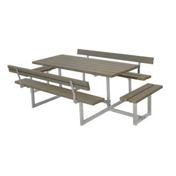 Plus bord-/bænkesæt Basic gråbrun m. 2 ryglæn