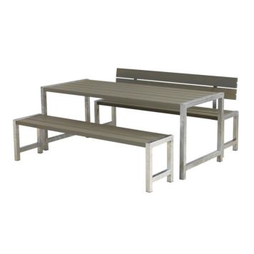 Plus plankemøbelsæt gråbrun med 1 ryglæn