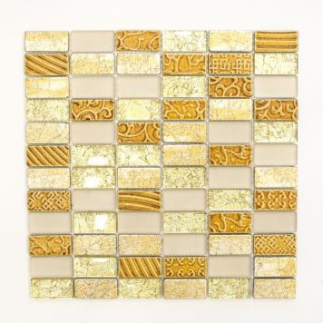 Mosaik Classic glas og sten guld 30x30 cm