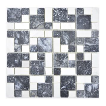 Mosaik Combi Stone sort/hvid 30,5x30,5 cm