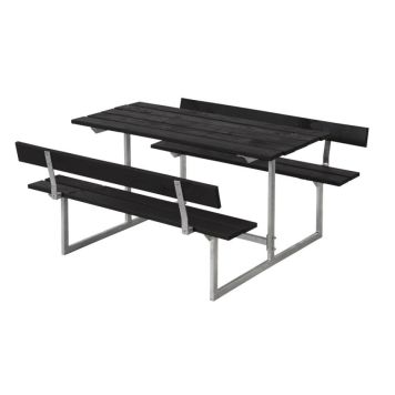 Plus børnebord-/bænkesæt Basic sort med 2 ryglæn