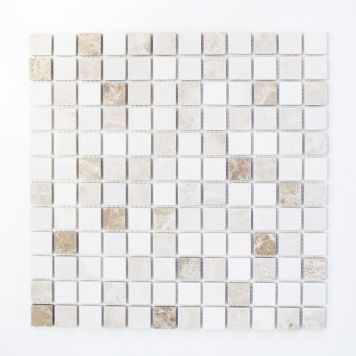 Mosaik Botticino natursten hvid/beige mix 30,5 x 30,5 cm