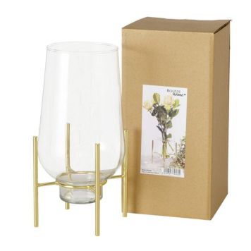 Boltze vase med stativ Everyday Taro klar/guld H32 cm 