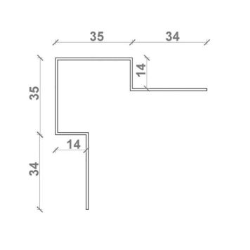 BMC udvendig hjørneprofil alu grå 14x14x2500 mm