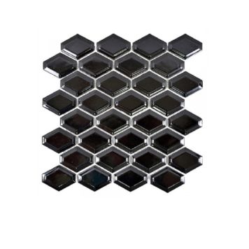 Mosaik Metro Diamond porcelæn sort blank 25,2 x 26,5 cm