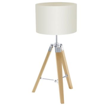 Bordlampe Lantada krom/træ/beige - Eglo